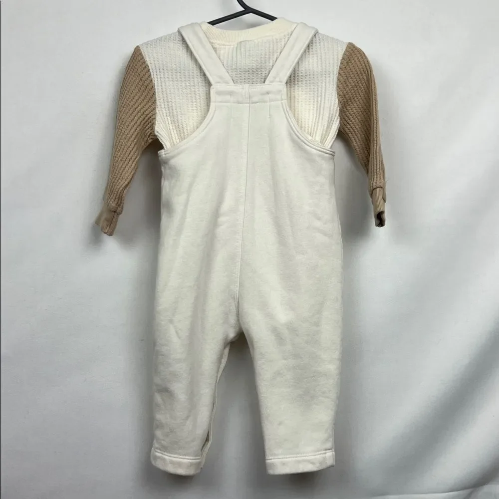 Old Navy ivory French Terry jumpsuit with waffle ivory and tan waffle bodysuit